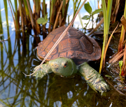 LB H&F Schwimmfigur Teichfigur Schildkröte Teichdeko Miniteich Schwimmtier Gartenteich Dekofigur Garten Teich